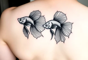 Two bettas fancy tailed swimming tattoo idea