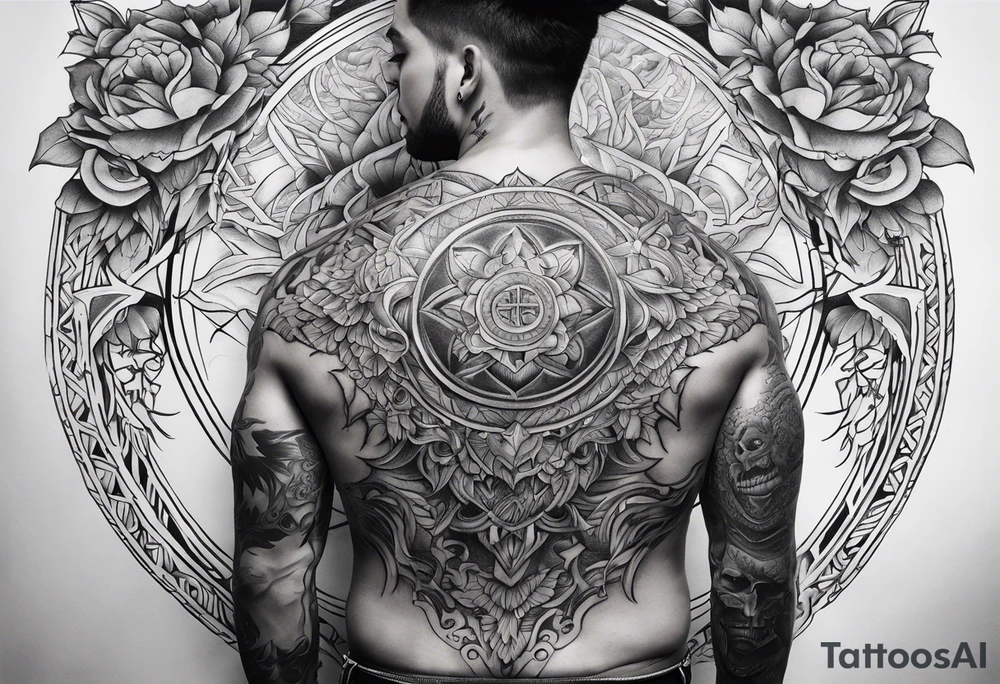 Yggdrisil back piece tattoo idea