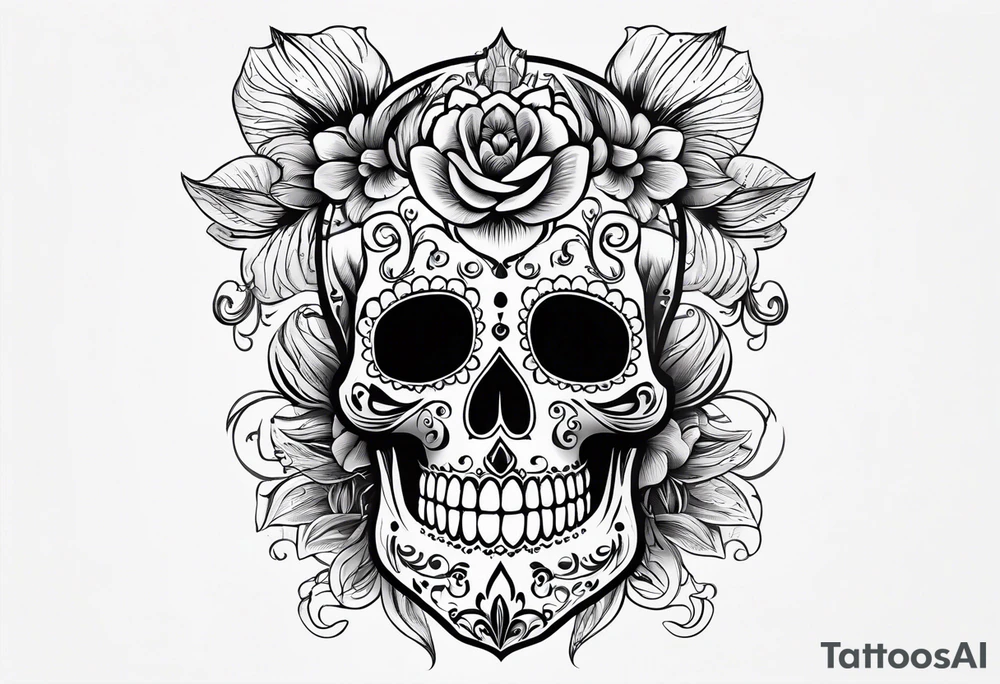 Day of the dead skull with shading tattoo idea