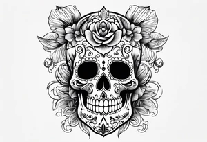 Day of the dead skull with shading tattoo idea