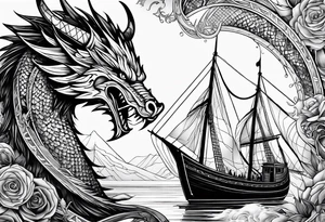 Valhalla viking boat dragon tattoo idea