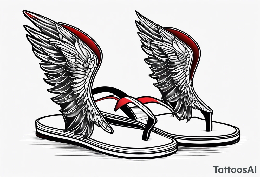A pair of red wings and flip flops on the beach tattoo idea A pair of red wings and flip flops on the beach tattoo idea
