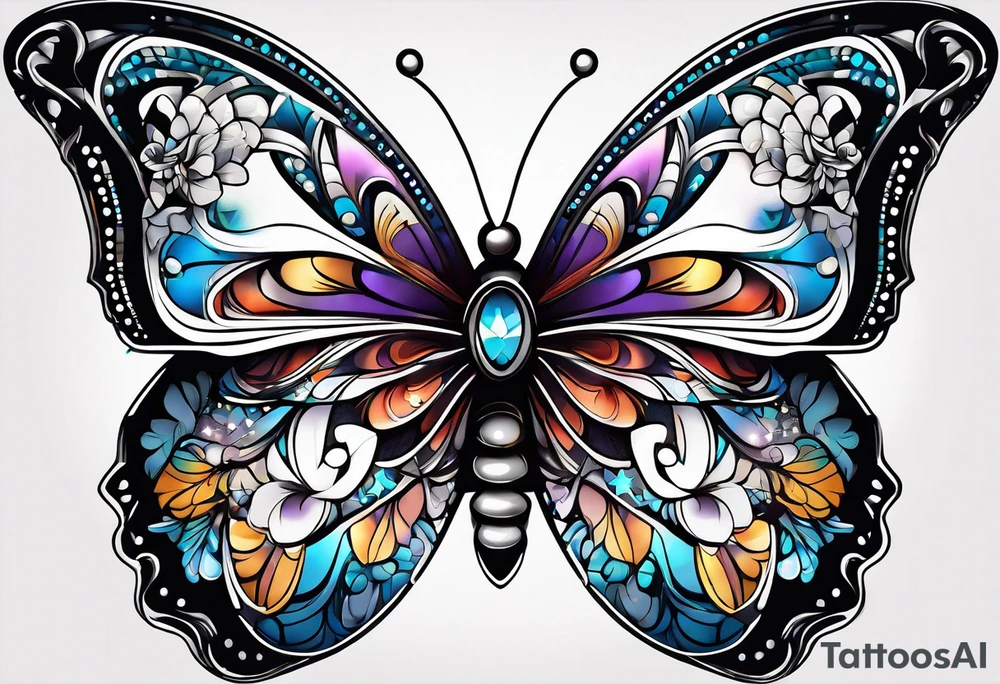 Butterfly with star tattoo idea