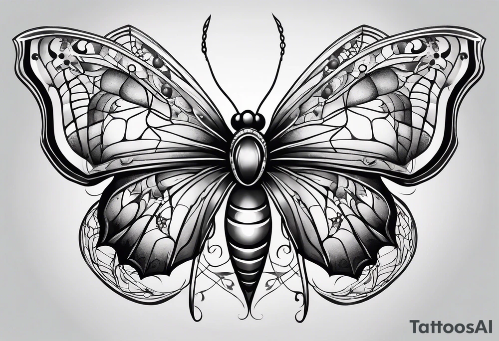 Spider shaped into a butterfly tattoo idea