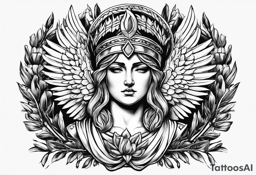 athena aegis with a laurel wreath tattoo idea