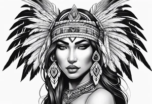 beautiful, kali, valkrye, goddess, native american, chest, left looking, wing tattoo idea