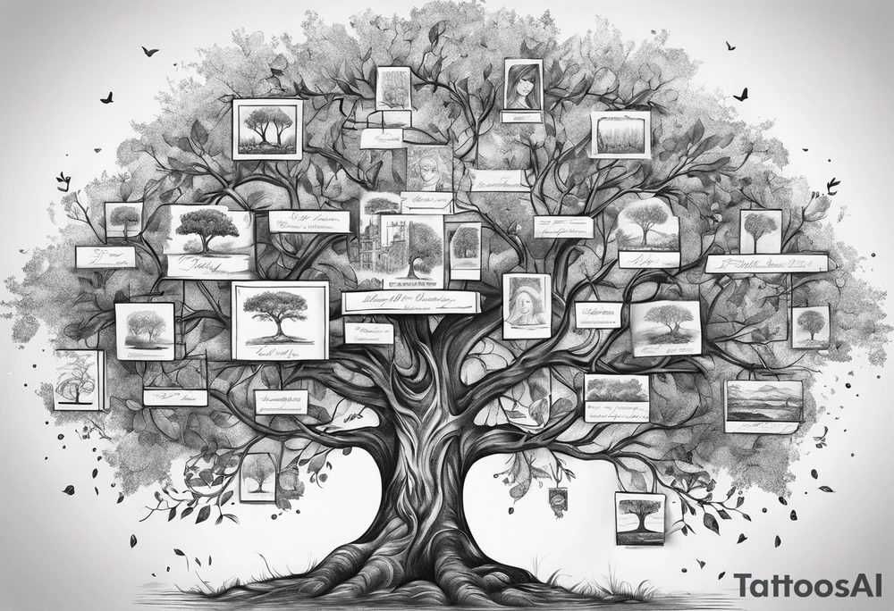 Family tree with names tattoo idea