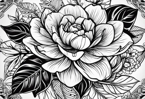 Florais com folhas em traços finos que se encaixe no braço ou perna tattoo idea