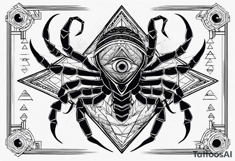 scorpion with all seing eye and triangle tattoo idea