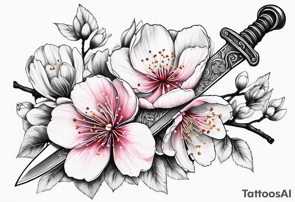 Sword and cherry blossom tattoo idea