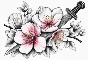 Sword and cherry blossom tattoo idea