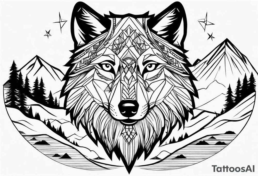 Mountains, wolf eyes underneath tattoo idea