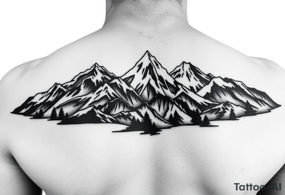 Mountains on arm sleeve snowboarding tattoo idea