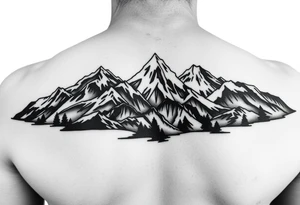 Mountains on arm sleeve snowboarding tattoo idea