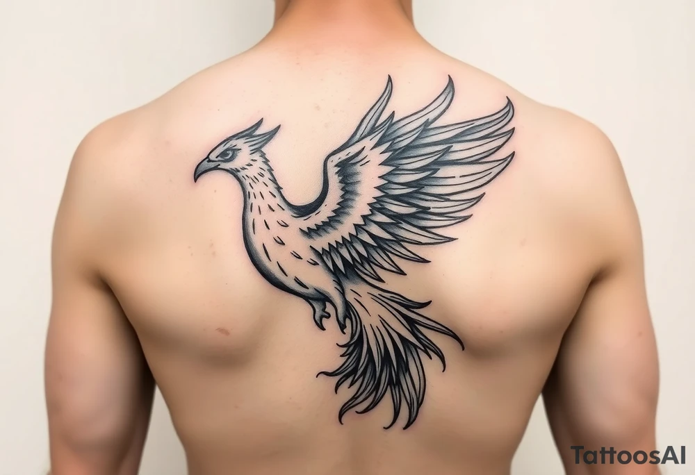 flaming phoenix on left arm tattoo idea