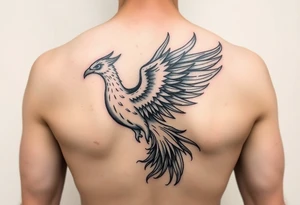 flaming phoenix on left arm tattoo idea