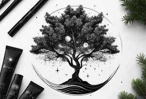 A minimalist tree in space tattoo idea