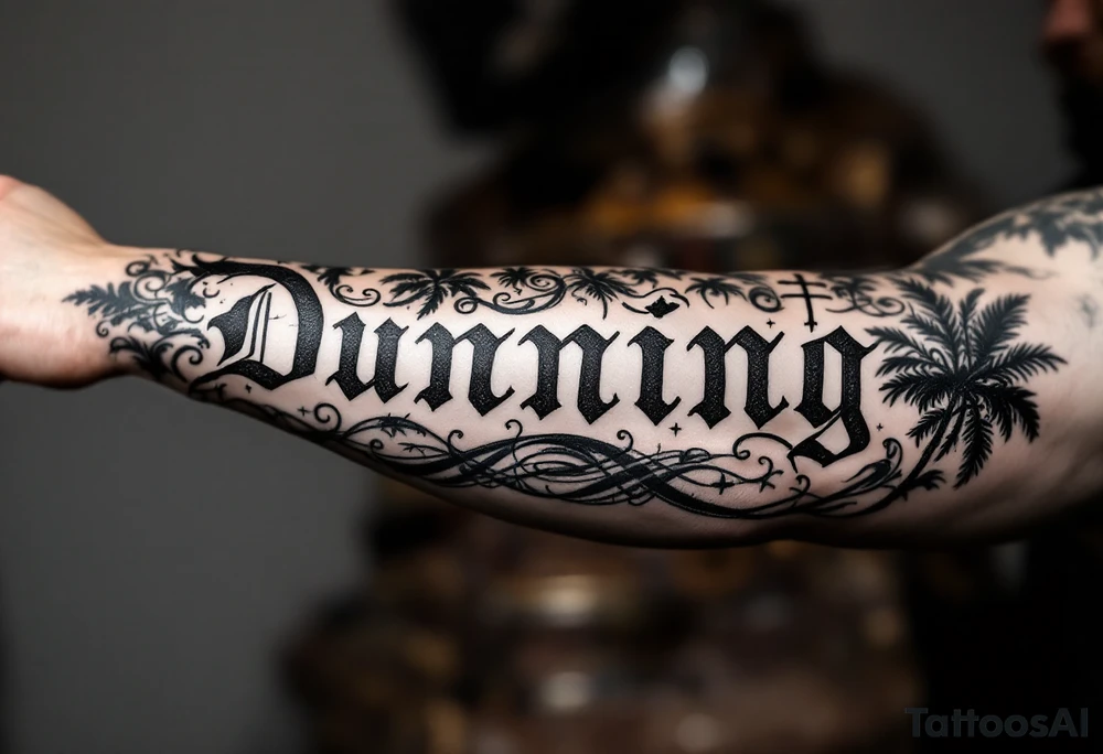 Dunning, Romanian theme with palm trees, cross,angels tattoo idea Dunning, Romanian theme with palm trees, cross,angels tattoo idea