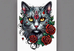 A zombie cat tattoo idea