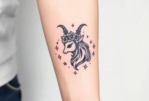Capricorn head and body y starsign  10x10 cm 

Flowers or stars tattoo idea