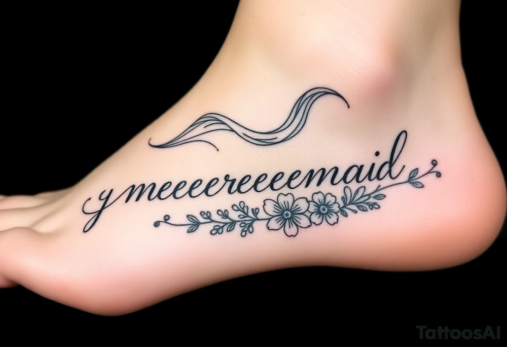 ethereal mermaid with flowing hair among coral and sea flowers tattoo idea