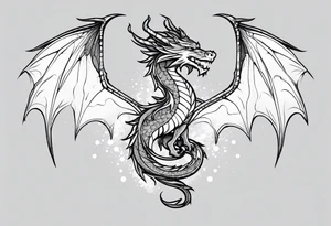 Constellation, wing , snow , cross , dragon cute tattoo idea