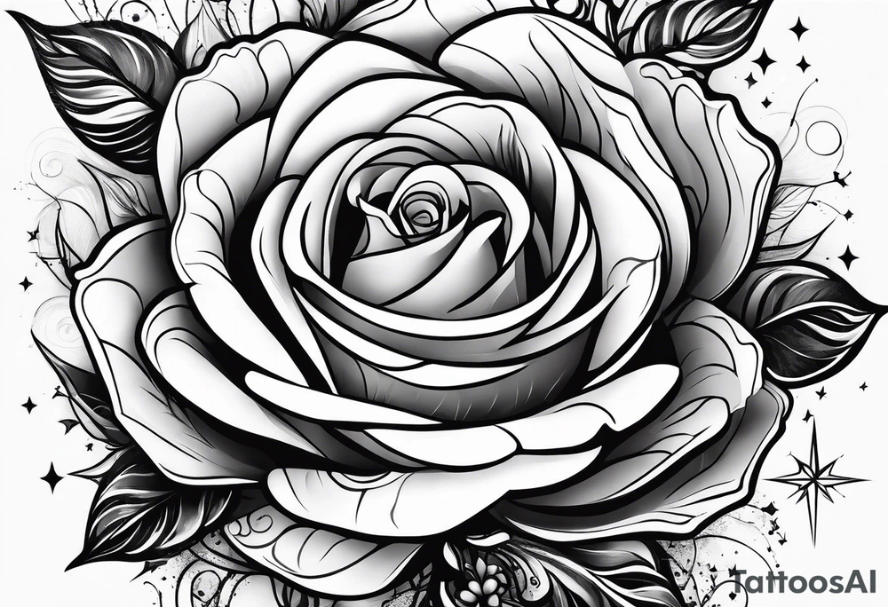 Rose, Virgo, stars, perfectly imperfect tattoo idea