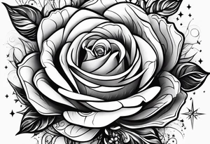 Rose, Virgo, stars, perfectly imperfect tattoo idea