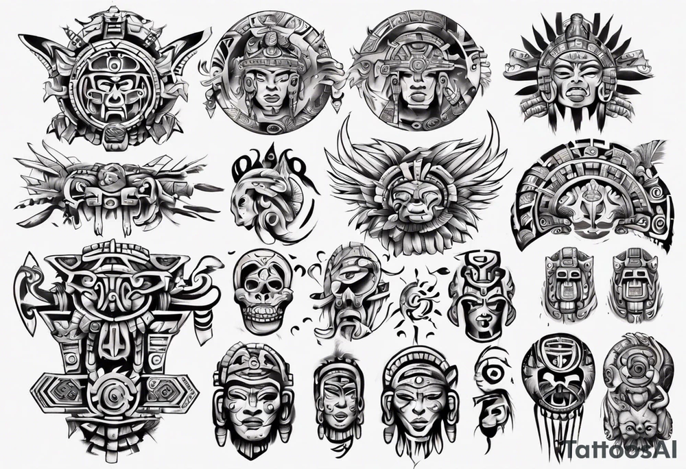 Mayan back pieces tattoo idea