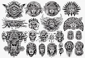 Mayan back pieces tattoo idea