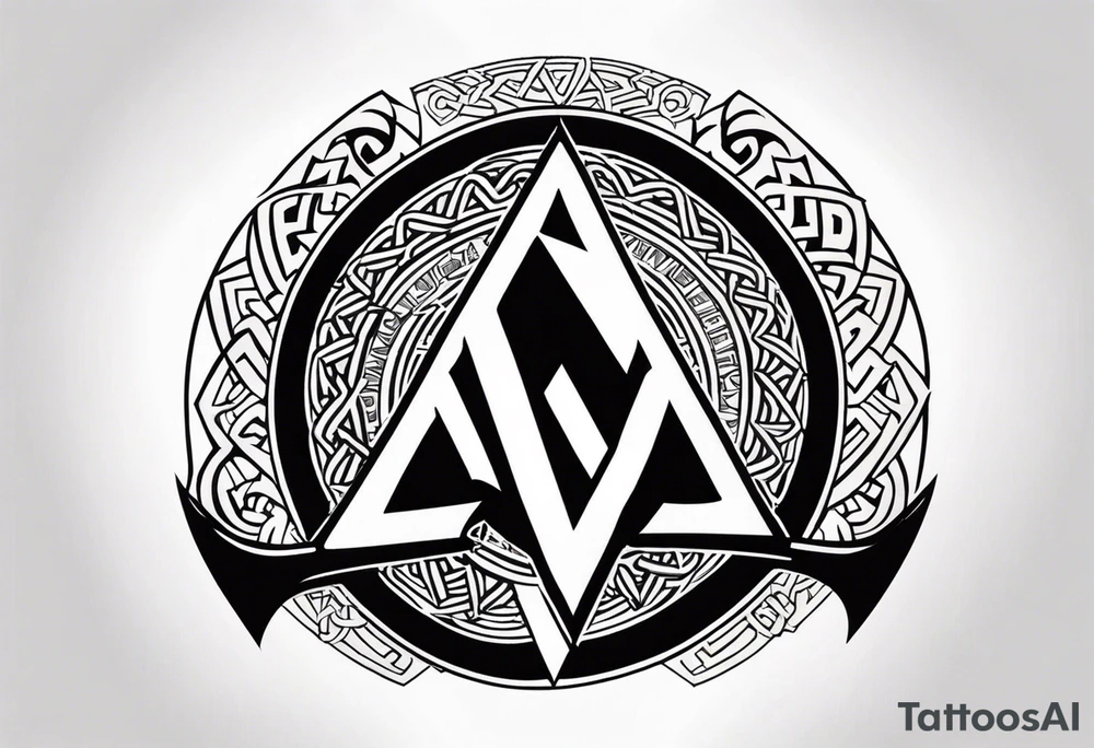Valhalla  round shield axe
Valknut tattoo idea