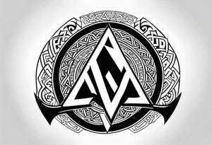 Valhalla  round shield axe
Valknut tattoo idea