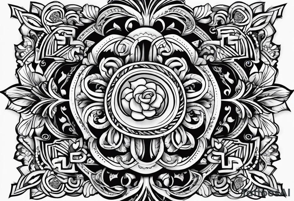 Number 41 with cross and pattern tattoo idea