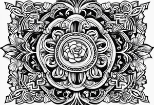Number 41 with cross and pattern tattoo idea