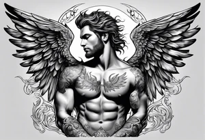 Male angel from hell tattoo idea