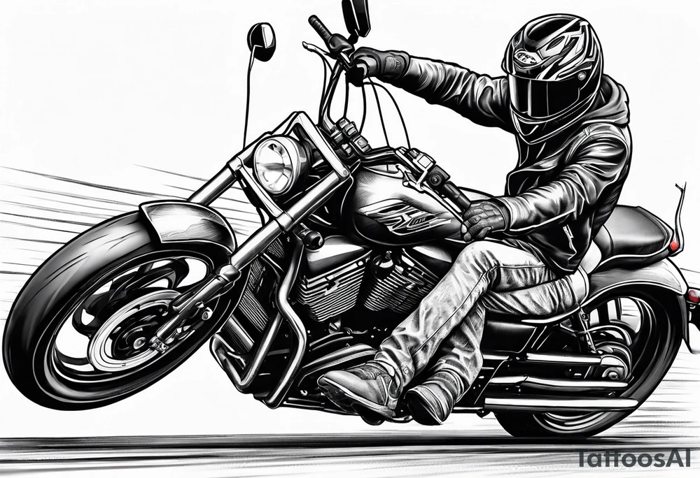 Guy doing wheelie on a motorcycle tattoo idea