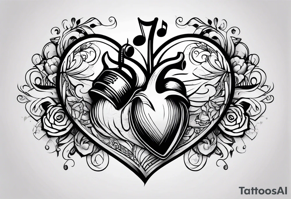 heart with music tattoo idea