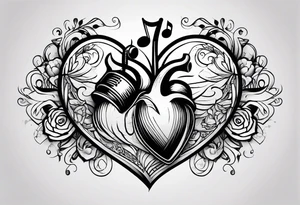 heart with music tattoo idea