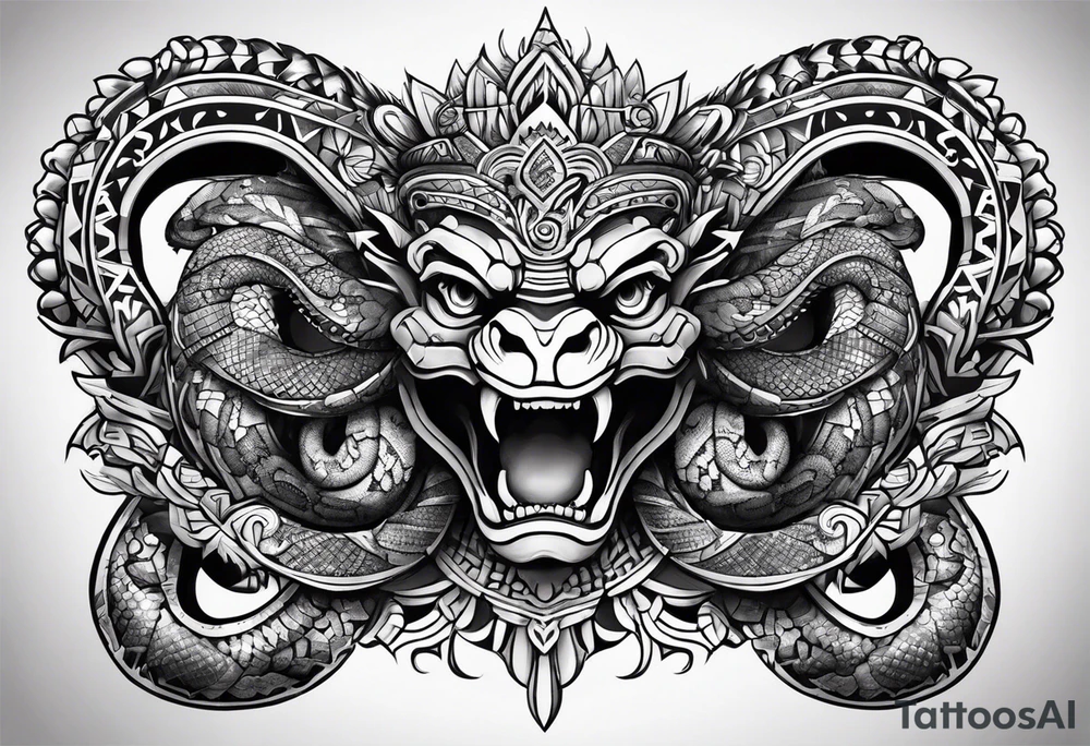 aztec snake sleeve tattoo idea