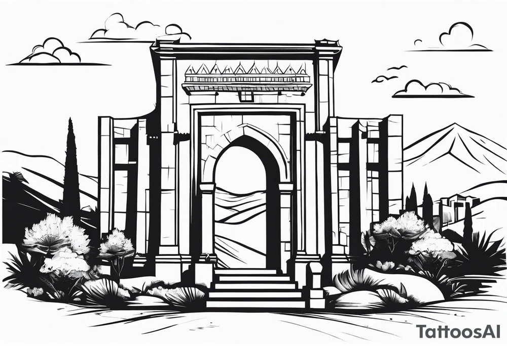 israel town gate vector tattoo idea