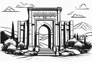 israel town gate vector tattoo idea