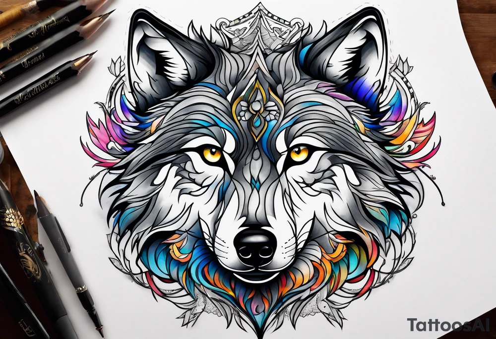 Grey wolf tattoo idea