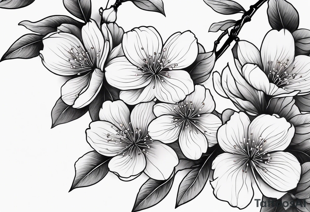 Minimalist Cherry blossom leaves tattoo idea