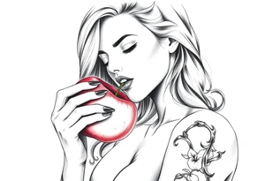 Beautiful  seductive woman eating an apple tattoo idea