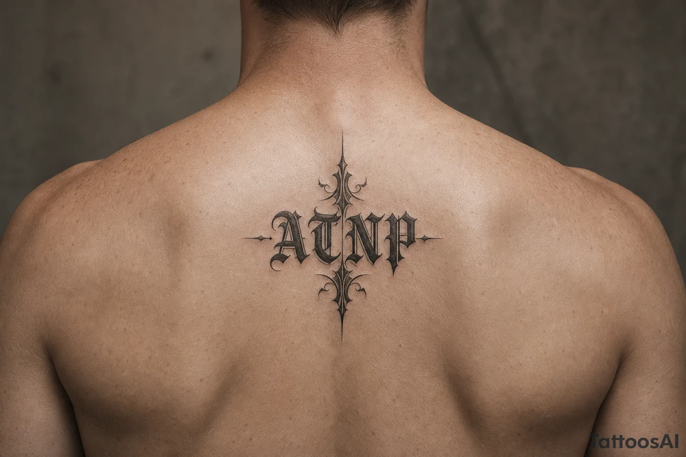 Atnp in old English calligraphy tattoo idea