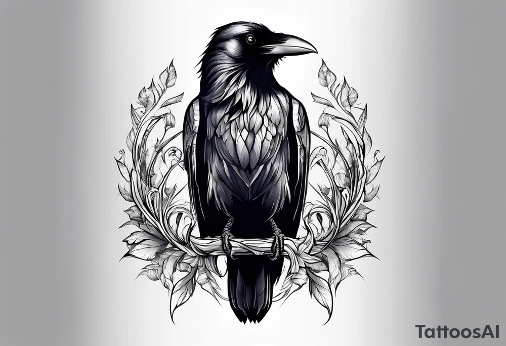 Raven facing forward tattoo idea