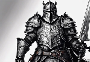 dark fantasy style knight in armor savage warrior, inner bicep tattoo design tattoo idea