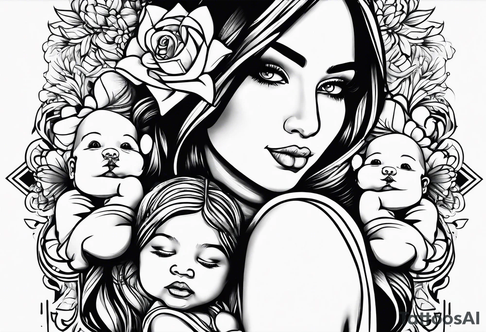 Motherwith 3 daughtersbaby tattoo idea