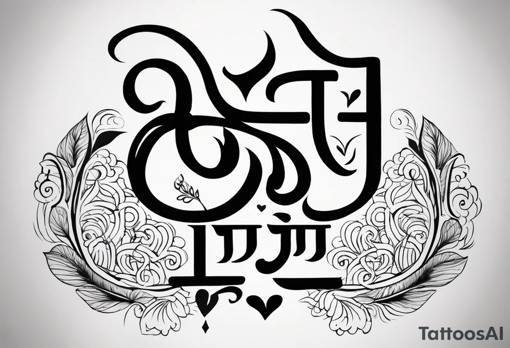 Tattoo ਨਿਰਭਉ ਨਿਰਵੈਰ written in Gurmukhi written text. Add symbols of fire and heart for strength and love tattoo idea