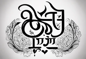 Tattoo ਨਿਰਭਉ ਨਿਰਵੈਰ written in Gurmukhi written text. Add symbols of fire and heart for strength and love tattoo idea
